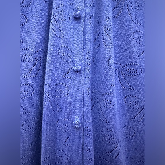 Purple no brand bow print with flower buttons cute cardigan sweater size S - Picture 7 of 10